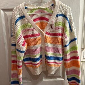 Cropped Striped Colorful Cardigan - Size XL - NWT